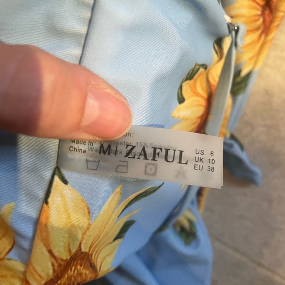 Zaful Light Blue Dress with Sunflower Design